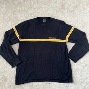 Mens Nautica Jeans Navy Blue Sweater with yellow stripe (Large)